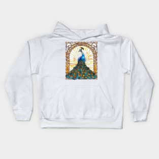 Stained Glass Peacock #4 Kids Hoodie